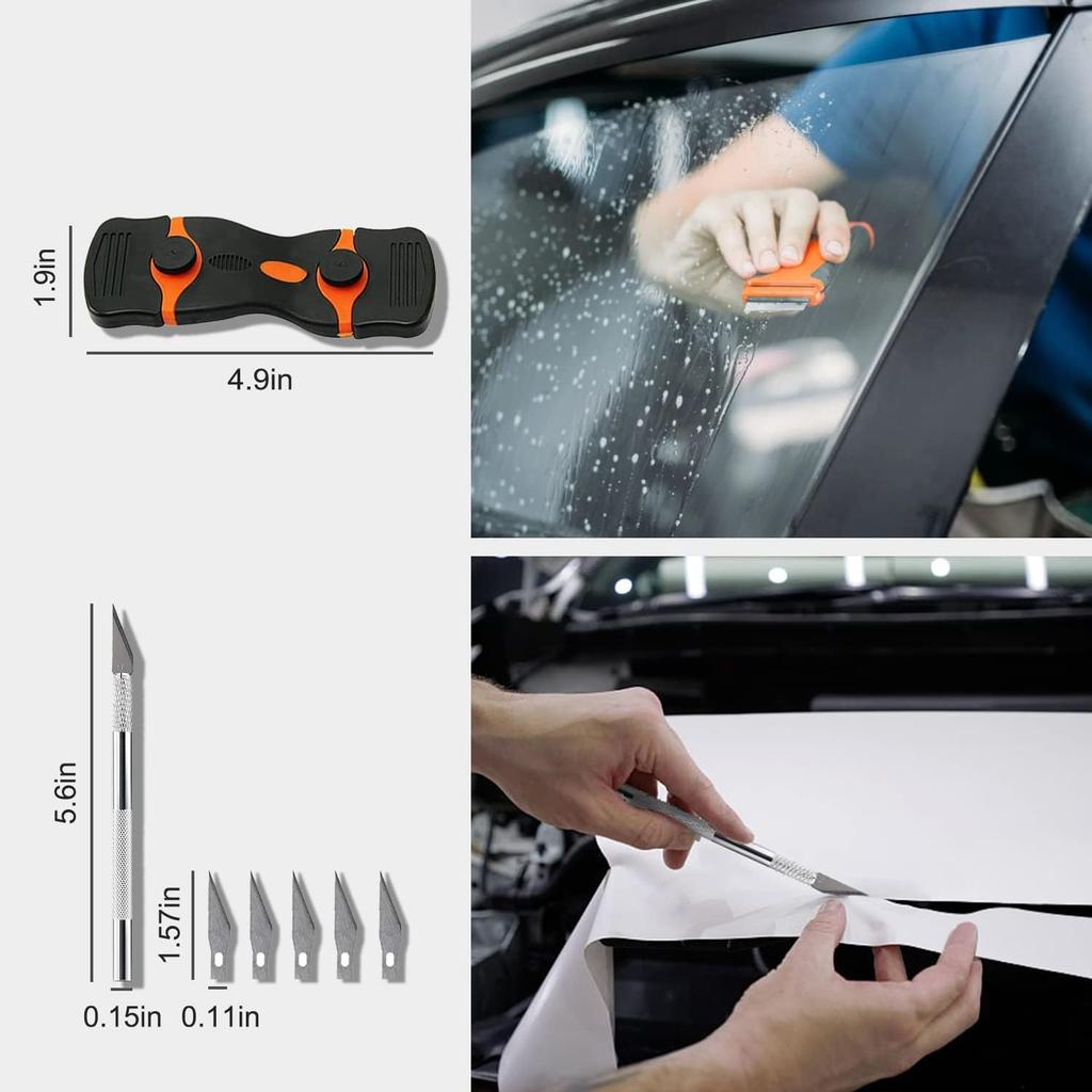 9 Pcs Vehicle Car Window Tint Application Tools Kit Glass Protective Film Talling Tool Car Window Film Squeegee Auto Vinyl Wrap Tallation Kit For