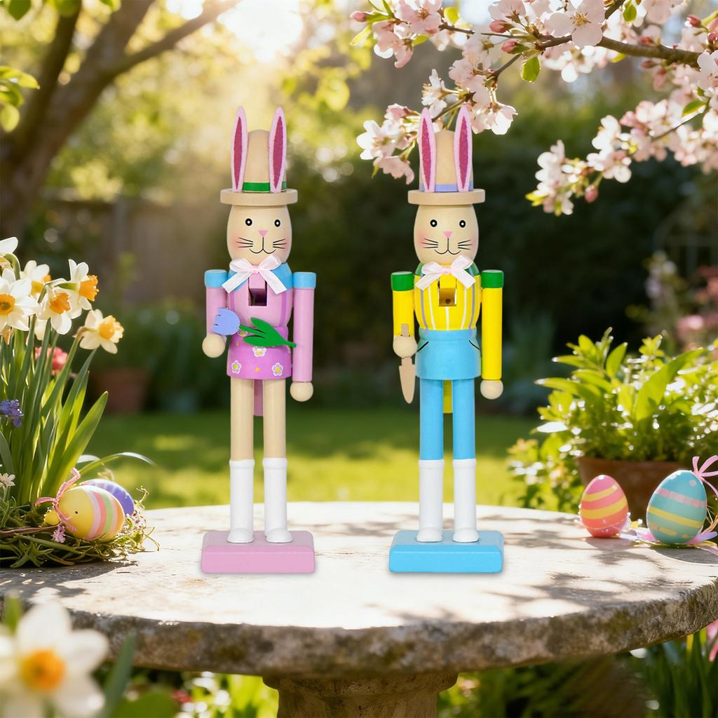 25CM Osterhase Kreativer Nussknacker Soldat Massivholz Dekoratives Geschenk Ornament