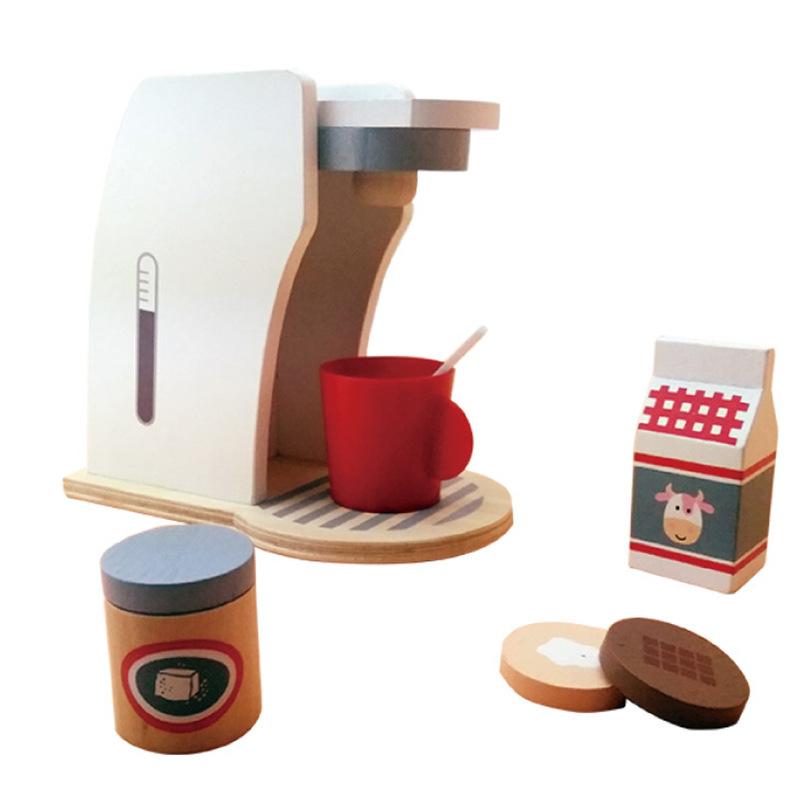 Haus Spielzeug Holz Kaffeemaschine Frühstück Kombination Nachmittagstee Früherziehung Simulationsspielzeug Kinder Kochspielzeug Geschenk