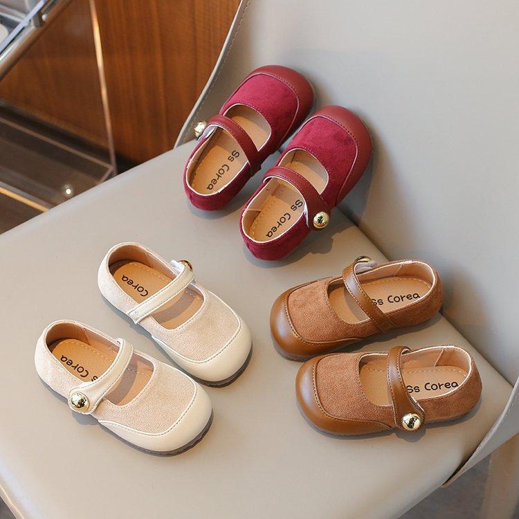 Girls' leather shoes 2025 spring and autumn new children's shoes little girl princess shoes soft-soled Doudou shoes single shoes Boken shoes