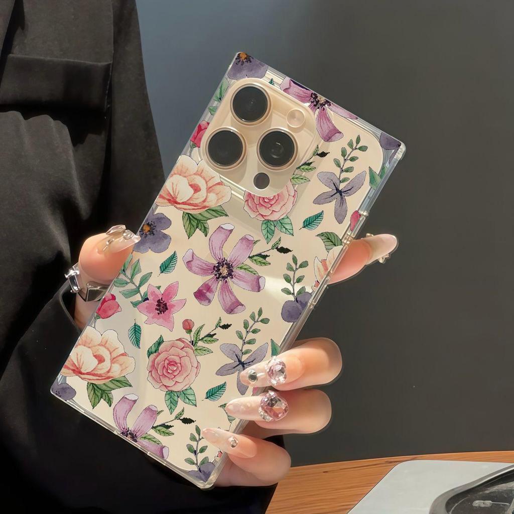 Clear Square Back Tube Case Protection For iPhone 14 Pro Max 16 ProMax 15 Plus 11 13 12 Anti-Oxygen,Elsa Rose Pattern Casing