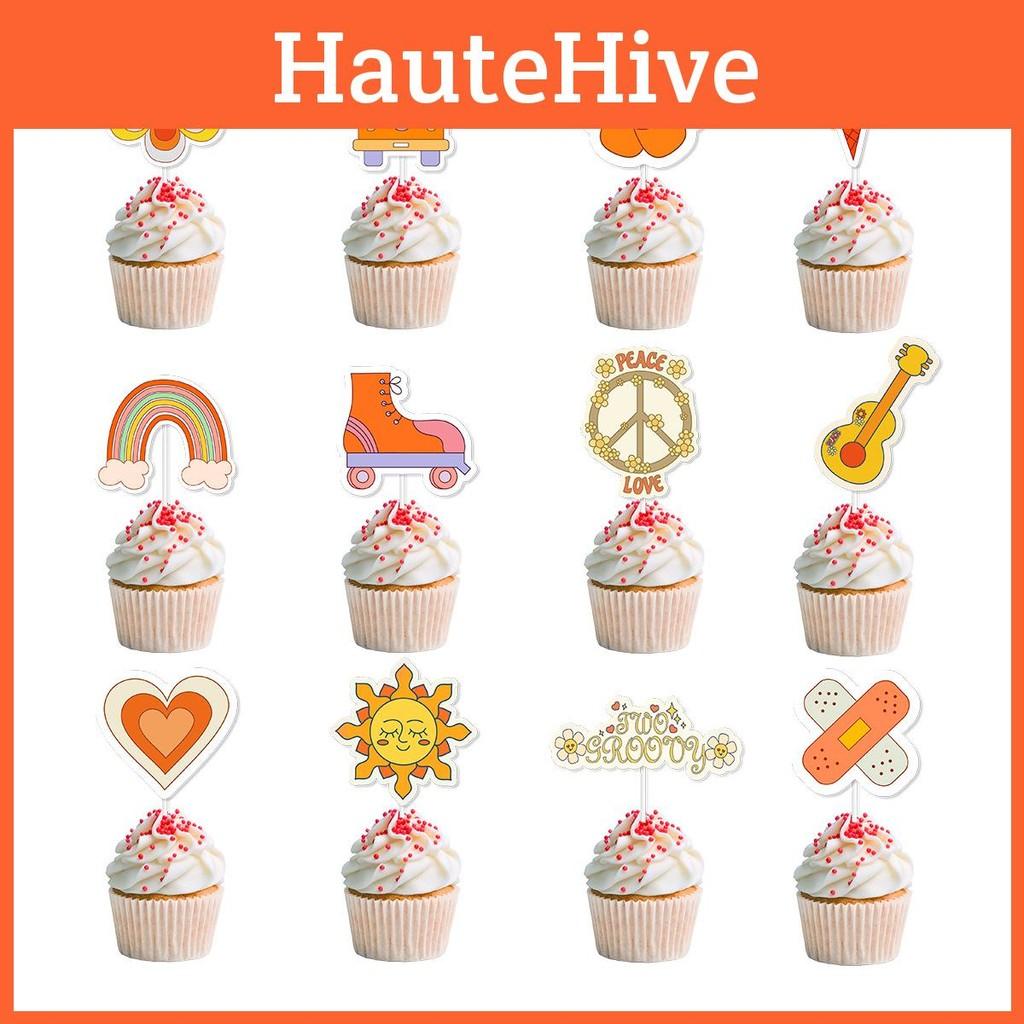 Themed Cake Bohemian Toppers Decor With Cartoon Style Paper Flags For Events