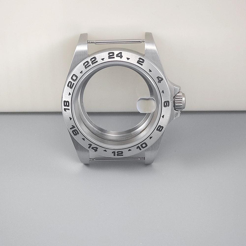 39MM Old EXP 24 Hour GMT Steel Bezel Watch Case for NH34 NH35 NH36 Movement Sapphire Glass Explorer Watches Case Accessories