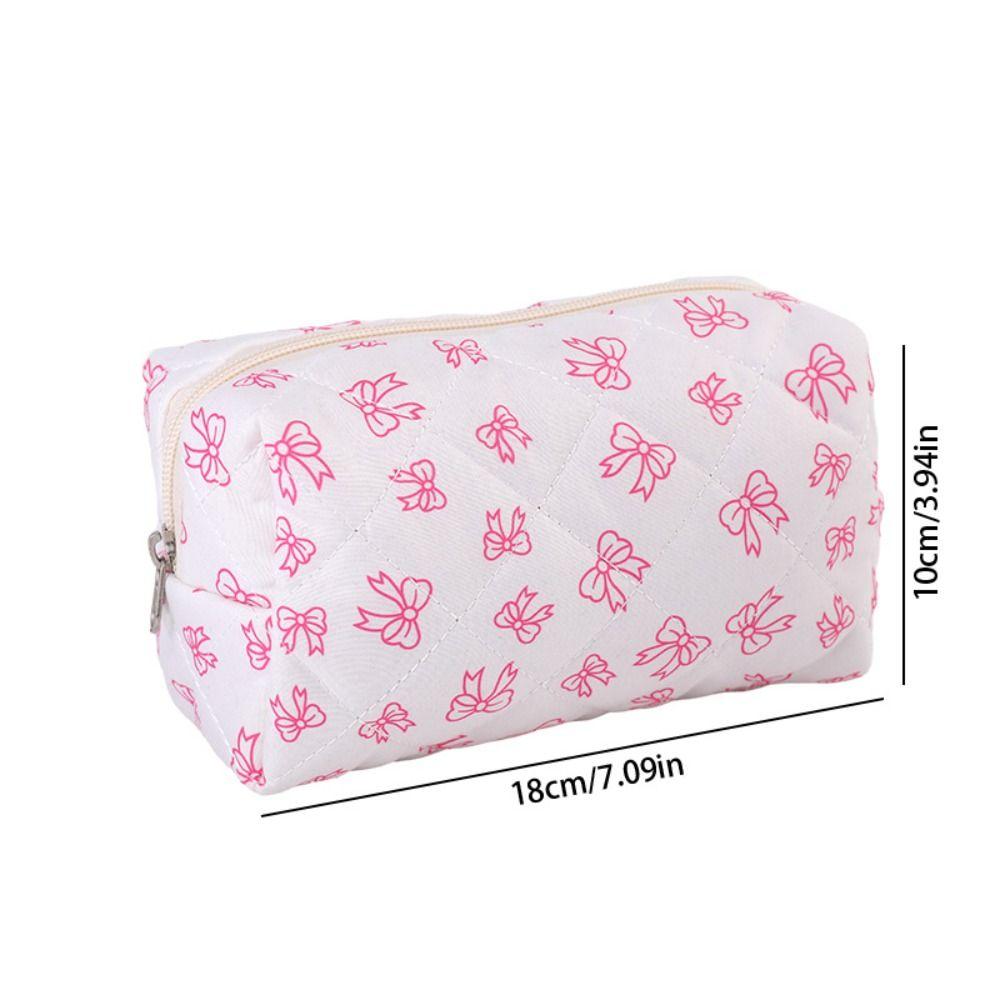Trendy Cotton Makeup Bag Fresh Color Storage Organizer Cosmetics Bag Bow-knot Patterns Cosmetics Pouch Home Travel