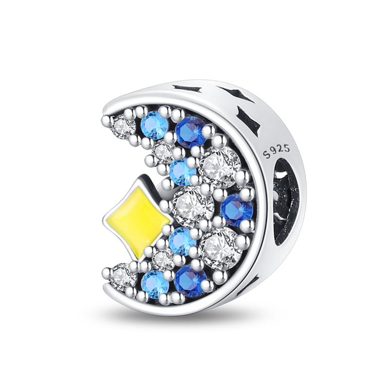 Shining New In Charms Bead Original Accessories Bracelets Copper Inlaid Zirconium Star Moon Dangle Diy Jewelry Gift Making