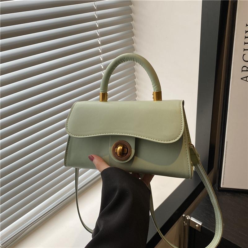 Retro Senior Casual Neues Schloss Herbst und Winter Pendeln Einfarbig Schlichte Schulter Crossbody Tragbar Kleine Quadratische Tasche