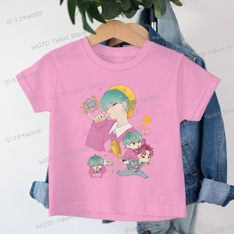 

KPop Мисливці на демонів Saja Boys Футболка Топи Нова Мода Повсякденна Дитяча Футболка Бавовняна З коротким рукавом Дитяча Мультяшна Soda Pop Харадзюку Футболка 110