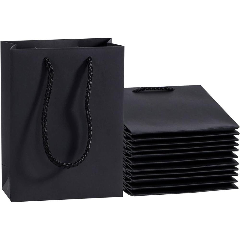 1Set 20Pcs Black Paper Gift Bags - Small, Handle - Included for Gifts & Parties