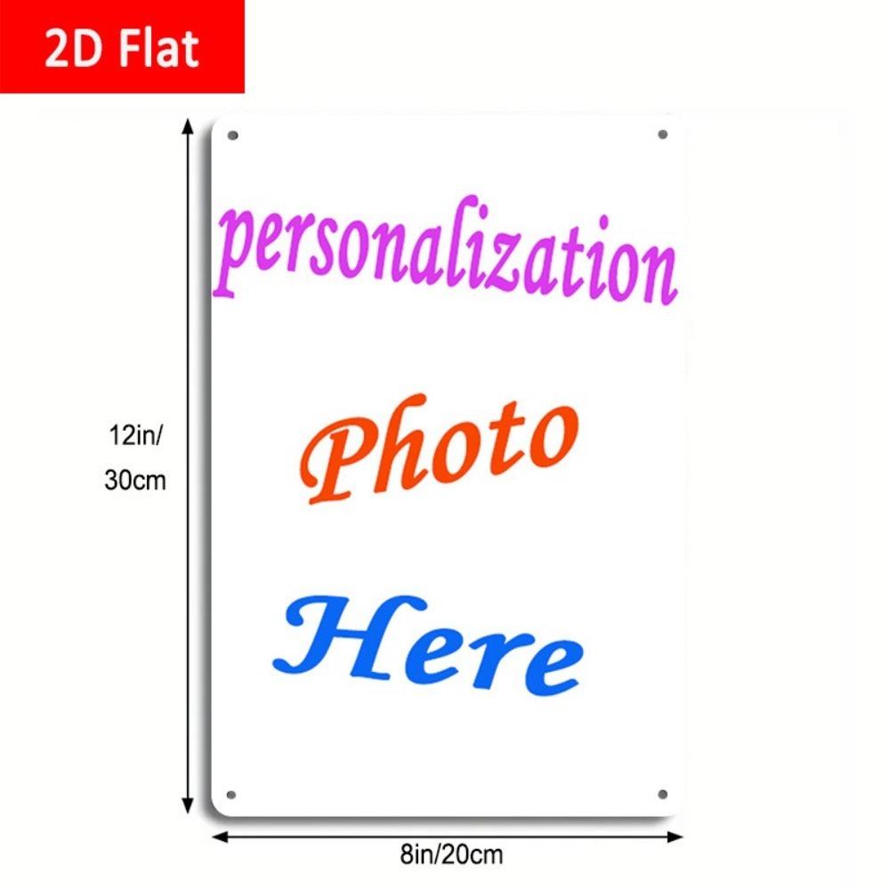 Custom 2D Flat Tin Plaque, 1pc Pre-drilled Corner, Personalized Photo Gift for Anniversary Birthday Home Wall Decor