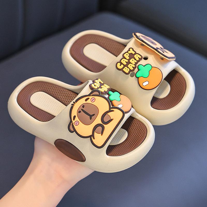 

Kapibara children s slippers for boys, new summer model for older children, indoor non-slip bath sandals 24-25 хаки