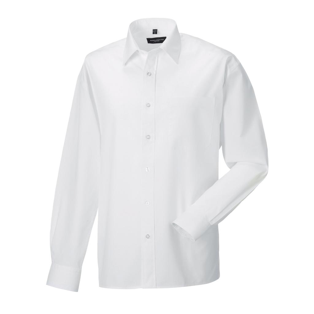 Russell Collection Mens Poplin Long-Sleeved Shirt