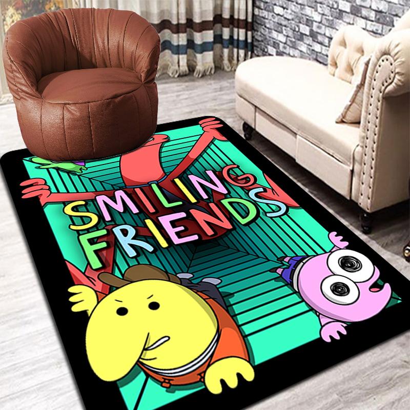 Anime Smiling Friends Rug Floor Mat for Living Room or Bedroom Soft and Comfortable Carpet a Gift for Birthday and Holiday.