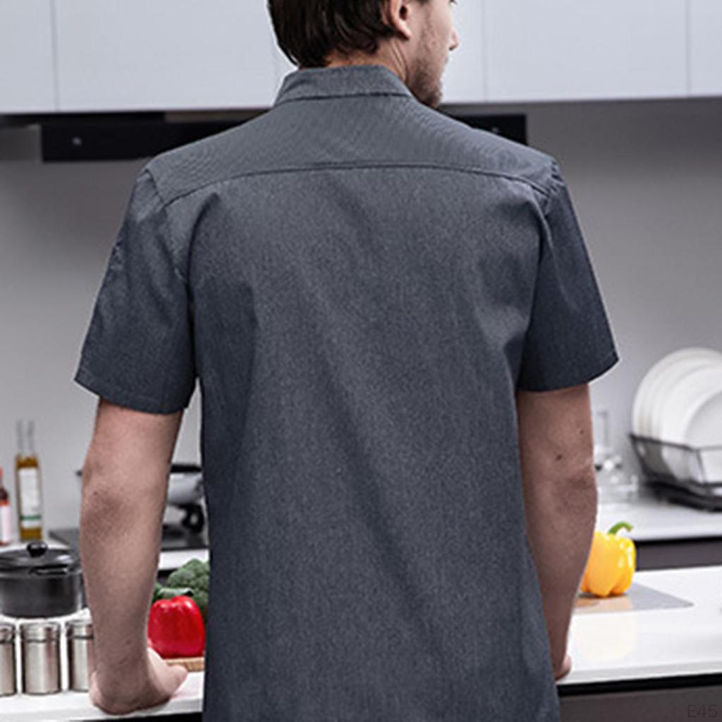 Chef Jacket, Short Sleeve Catering Shirt Wear Uniform for Managers Line Cooks Caterers