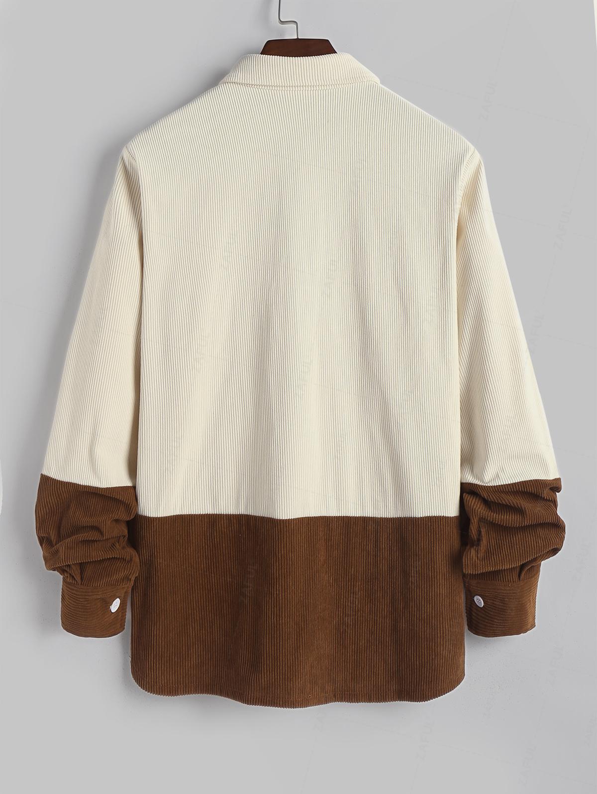 ZAFUL Рубашка из вельвета с двухцветными передними карманами и цветными блоками XXL света — фото 2