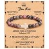 Emperor Stone Pink Zebra Beaded Bracelet with Cross Charm