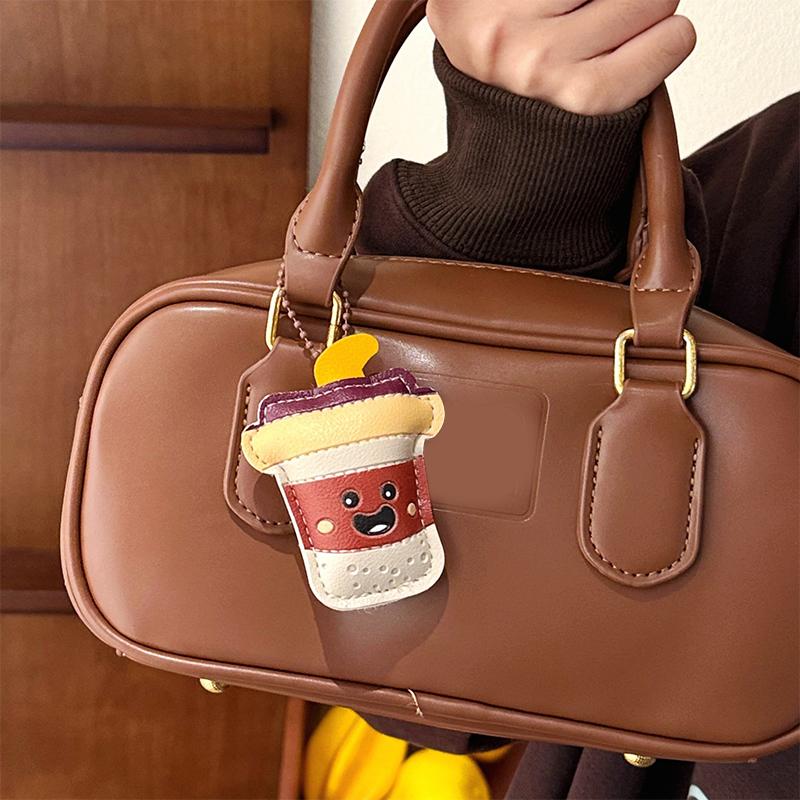 Food Doll Bag Charm PU Leather Cute Keychain Pendant for Teens Kids Snack Lovers Party Favor Daily Accessory
