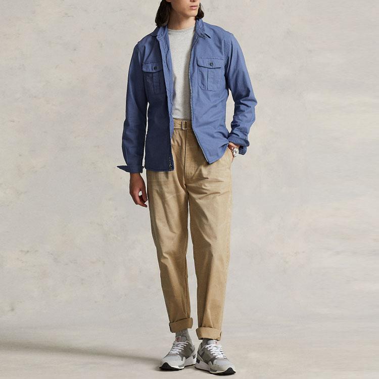 Polo Ralph Lauren Solid Color Front Pocket Zip Shirt Men Shirts Blue MNPOWOV16822715-400