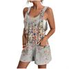 2025 Women Floral Print Sleeveless Pocket Decoration Jumpsuit Fashion Elegant Casual Loose Female Streetwear Outfits