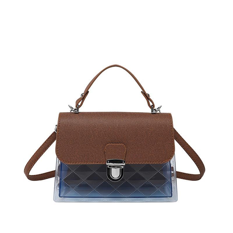 New shoulder messenger bag stylish simple versatile portable small square bag contrasting color design women's bag