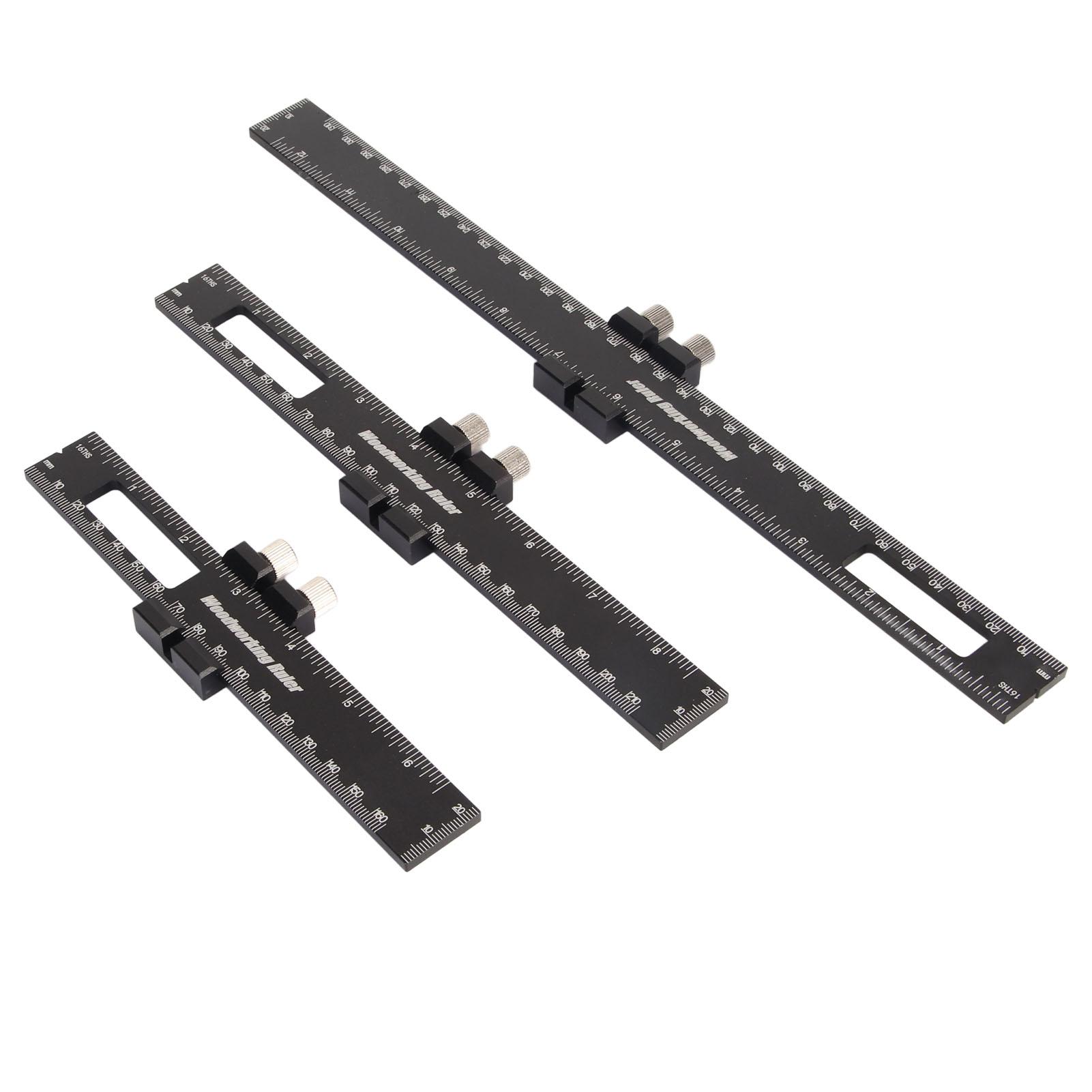 

3PCS Woodworking Marking Measuring Ruler 6in 8in 12in Multifunctional Aluminum Alloy T Type