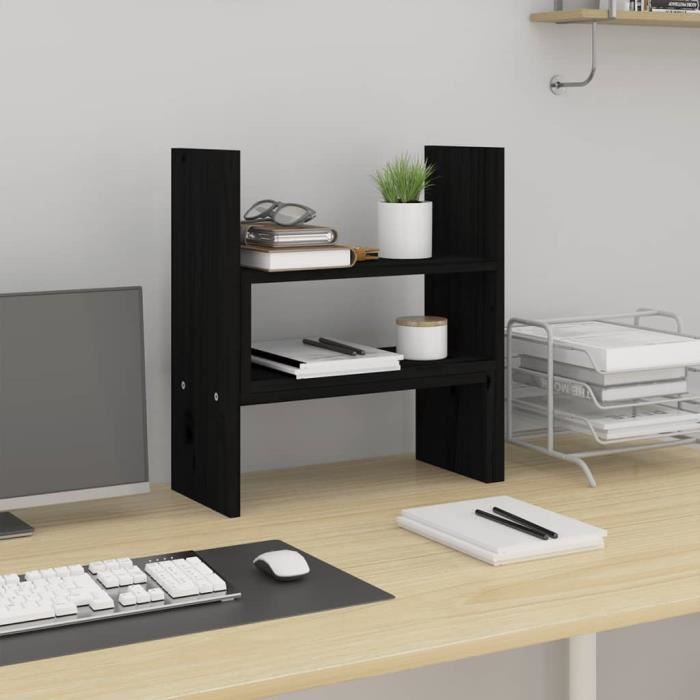 VidaXL Support pour moniteur Noir (39-72)x17x43 cm Bois de pin solide 814013