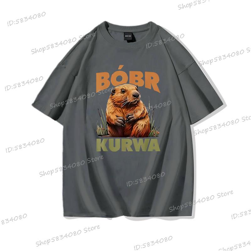 Cartoon Biber Kurwa T-Shirt Hohe Qualität 100% Baumwolle Kurzarm T-Shirts Kurwa Biber Unisex Mode Lässige T-Shirts Grafisch Bedruckt