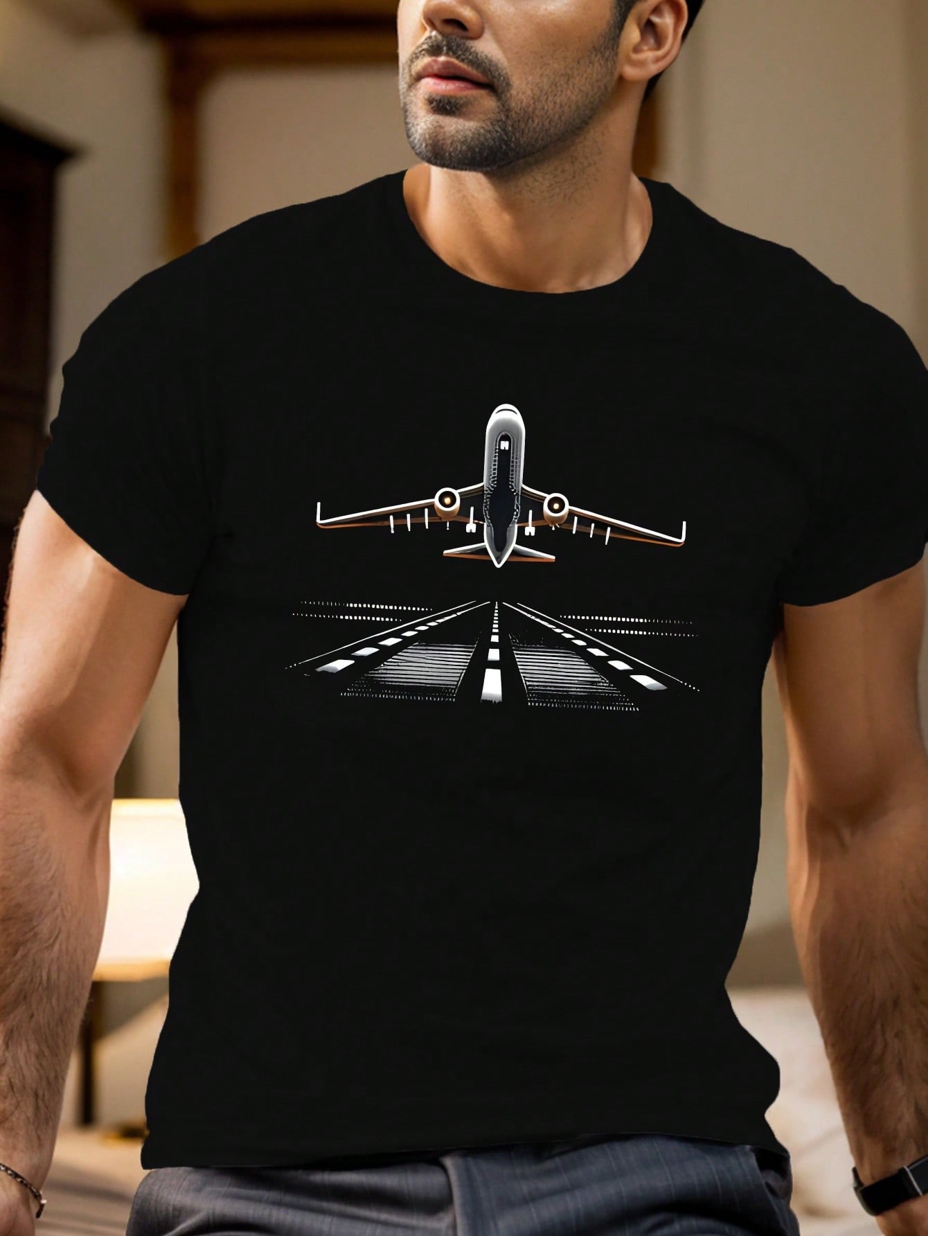 

Airplane Printing Sports Tshirt Comfortable Summer Airplane Printing Mens Sports Tshirt Breathable Short Sleeve Casual 3XL