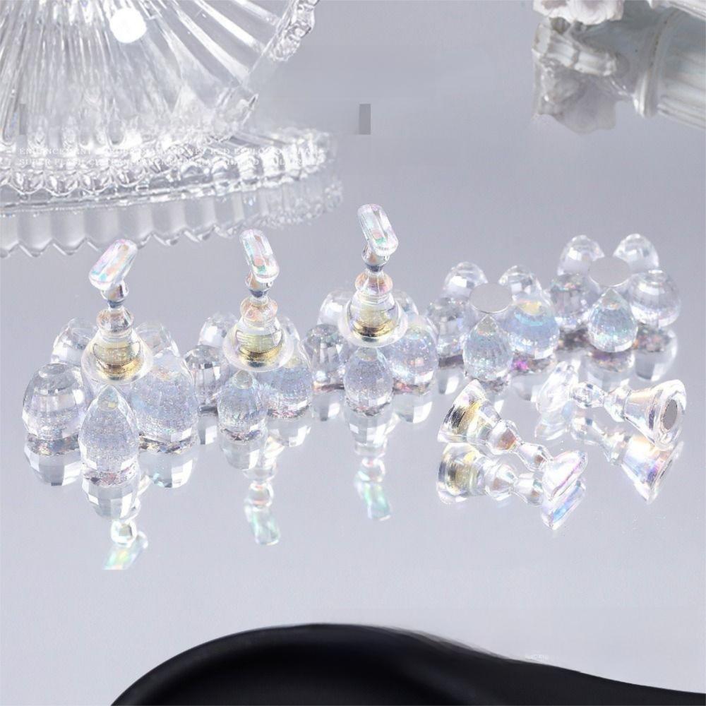Crystal Flower Shape Nail Tip Practice Stand Shiny Nail Art Display Kit  DIY Practice