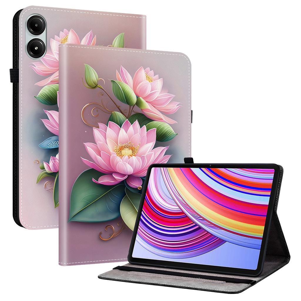 Lederhülle für Xiaomi Redmi Pad Pro 5G/Redmi Pad Pro/Poco Pad 5G/4G, bedruckt mit Muster, Ständer, Tablet-Hülle mit Kartenfächern