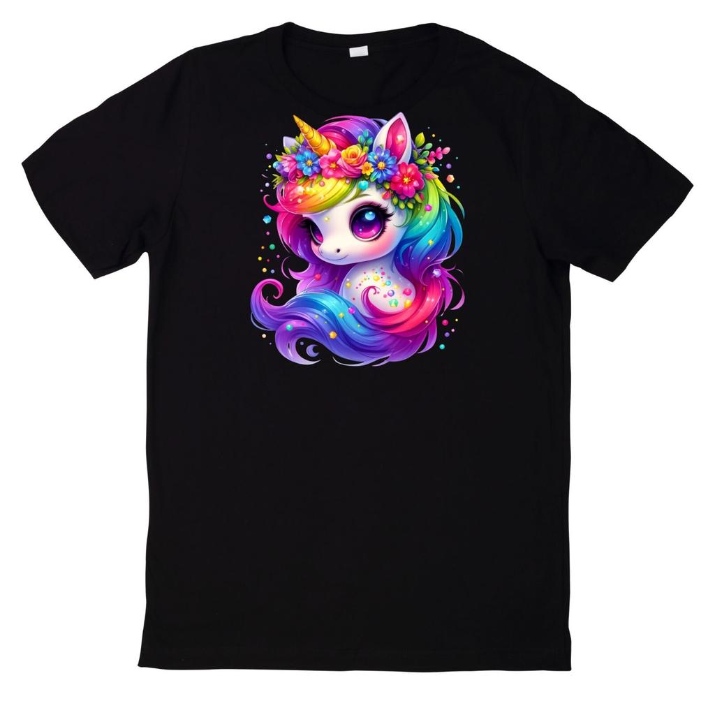 T-shirt Kleurrijk magisch eenhoorn motiefWordt geopend in een nieuw venster of tabblad