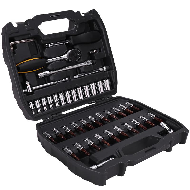 Deli Tools 46-Piece 6.3mm Socket & Ratchet Wrench Set