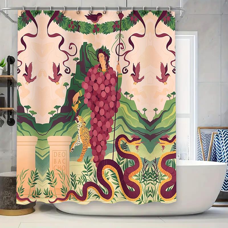 

Vintage Botanical Shower Curtain Mediterranean Goddess Print Bathroom Decor Farmhouse Wall Art Tapestry Backdrop Home Decor W60H190(CM)-1 Pcs