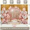 2D Pink Gold 18th Birthday Backdrop, Tinsel Curtain Party Background