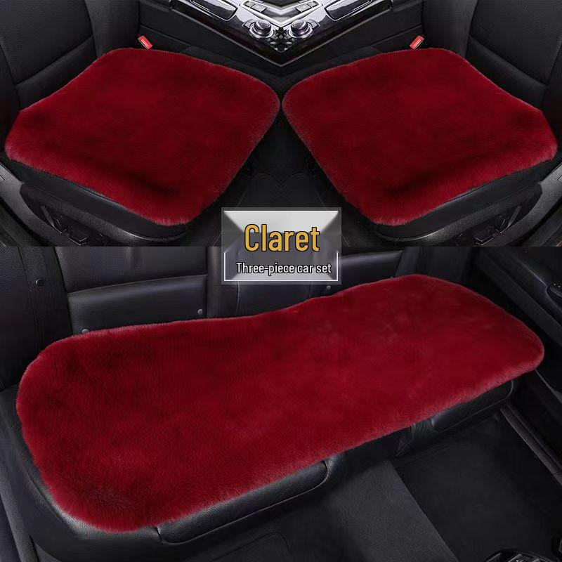 2025 Winter Faux Rabbit Fur Plush Car Seat Cushion Set - Short Pile, Universal Fit, Three Pieces Single Seat 45*45 верблюд