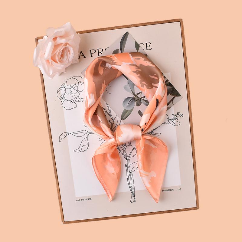 1PC Women's Colorful Patterned Thin Satin Silk-Like Square Scarf Bohemian Casual Neck Wrap Lightweight Comfortable Shawl