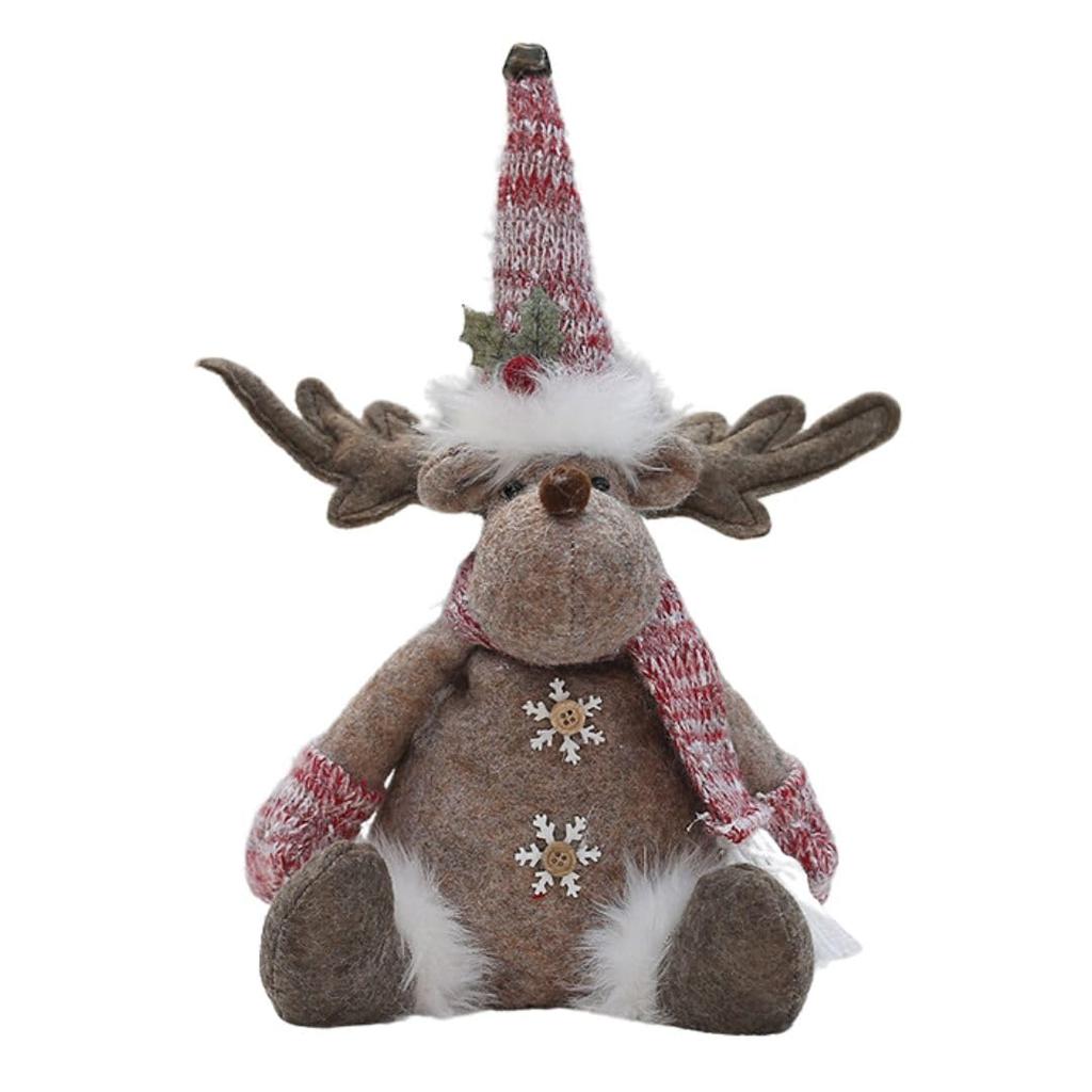 Christmas Plush Toy Santa Claus Reindeer Snowman Doll Decoration Ornament Figurine Gift Home Decor Cute (Reindeer 1)