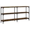 Table Console - MAISON EXCLUSIVE - 150x29x75 Cm - Chêne Fumé - Cadre Métal Industriel - Pieds Réglables