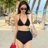 Women's Sexy Halter Tie Solid Color High Waist Bikini Swimsuit