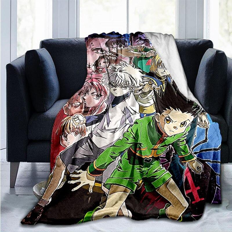 Anime Hunter X Hunter Flanelová deka Kreslený potisk Deky pro teenagery Povlečení Potah na pohovku Přehoz na postel Cestování Turistika Piknikové deky