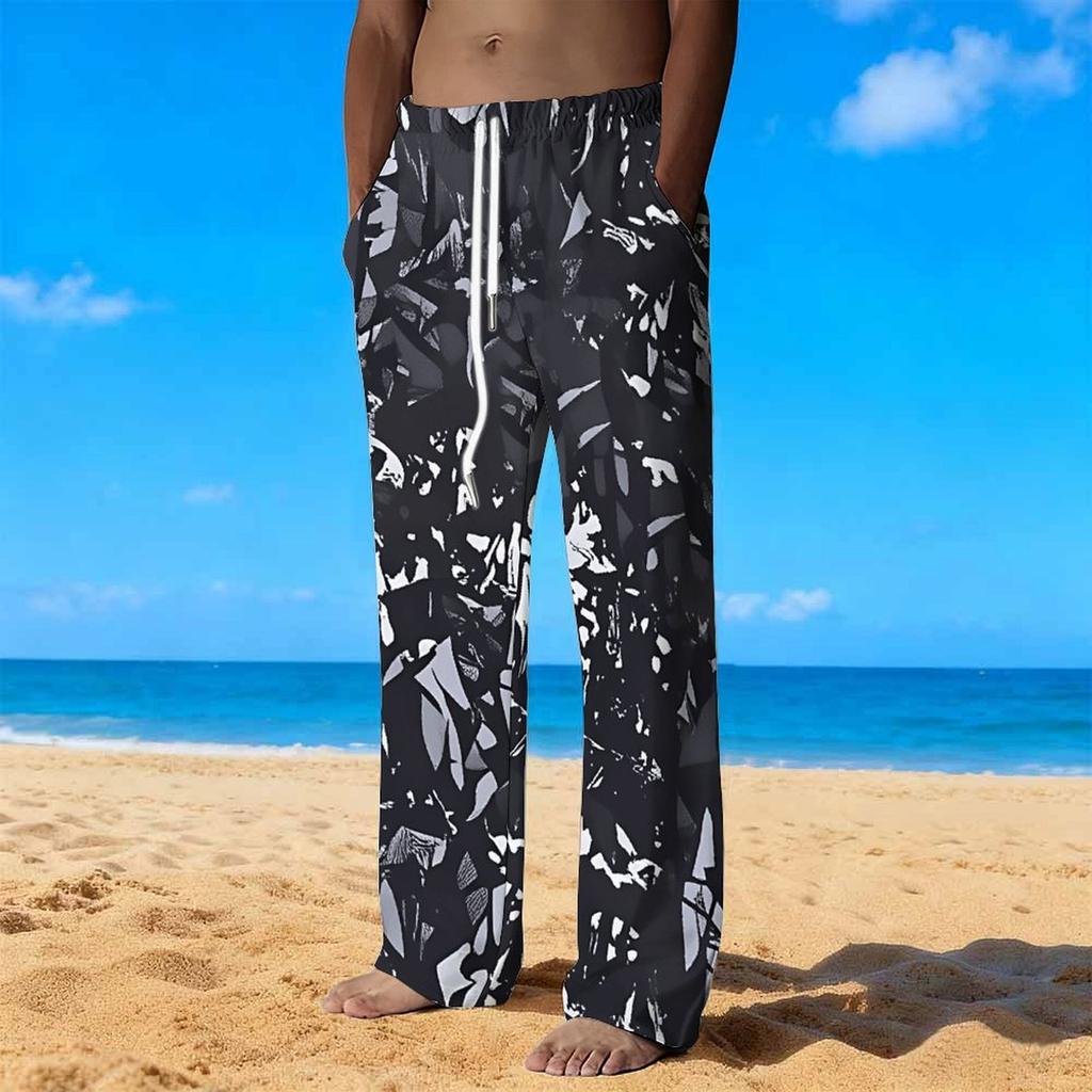 Men's Loose Casual Solid Color  Trousers Camouflage Printed Straight Pants