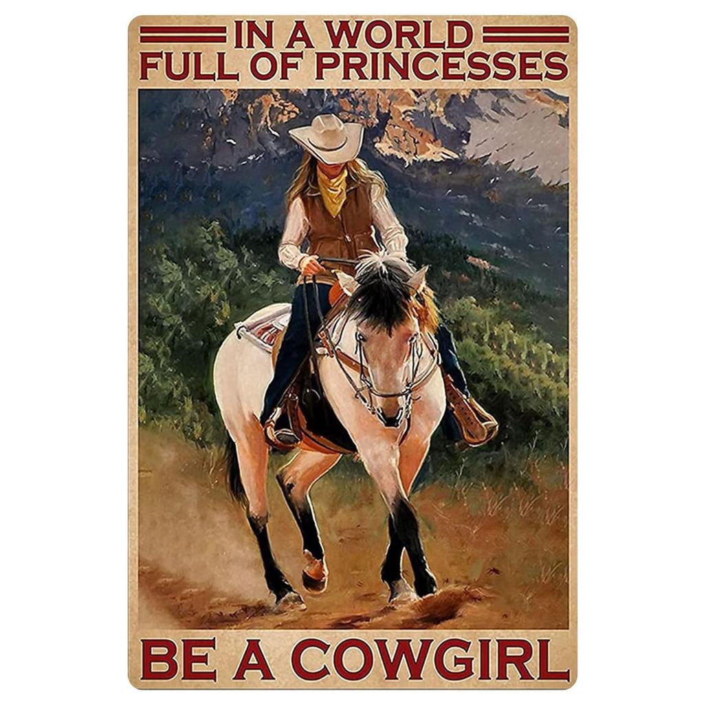 Vintage Cowgirl Metallschild Retro Westlich Reiten Zitat Blechschild für Heimbar Bauernhaus Dekoration Das Leben ist Hart Spirituell Wi