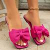 2025 Summer Women’s Casual Slippers Bow Tie Outdoor Square Toe Classics Flat with Hot Sale Sandals for Plus Size Daily Slippers