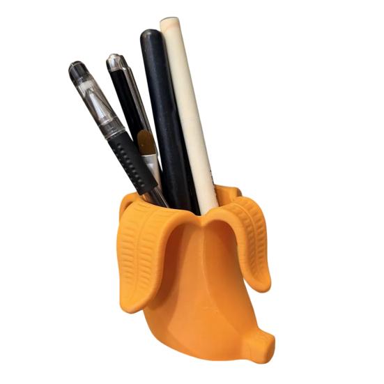3D Printed Banana Shaped Pen Holder Compact Desk Organizer Storage Decoration for Brushes Stationery Beauty Tools