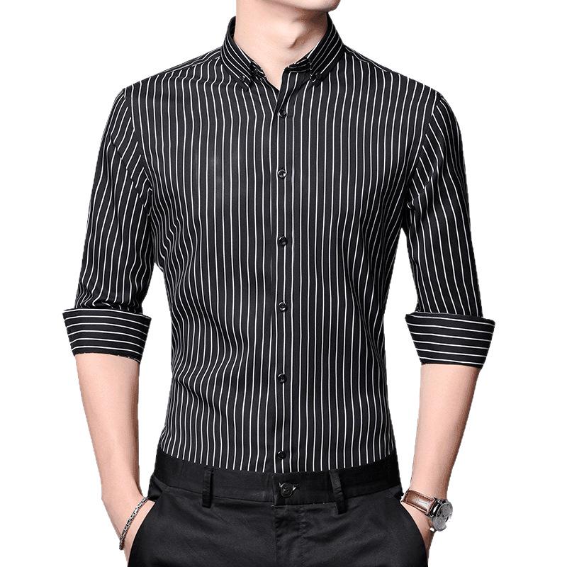 Herrskjorta i stretch för affärsbruk: Lång- eller kortärmad randig, Vår/Sommar-kollektion