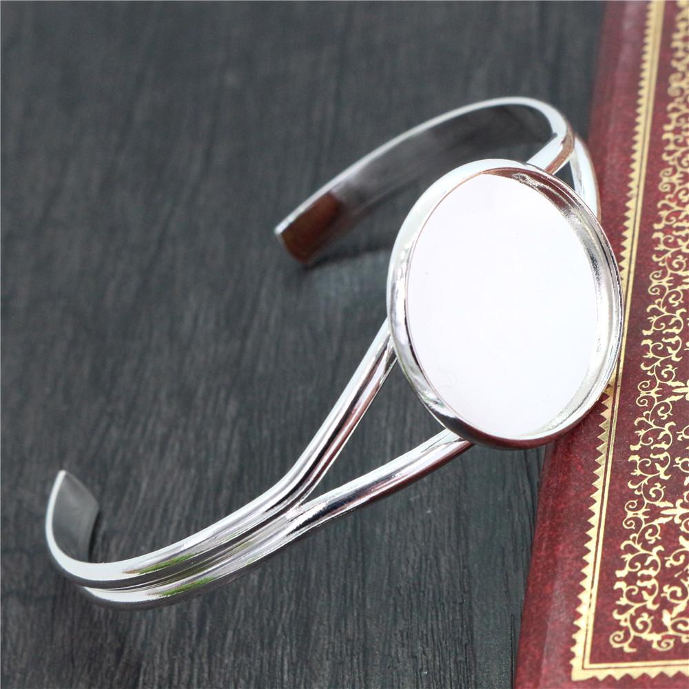 High Quality  25mm 8 Colors Plated Bangle Base Bracelet Blank Findings Tray Bezel Setting Cabochon Cameo