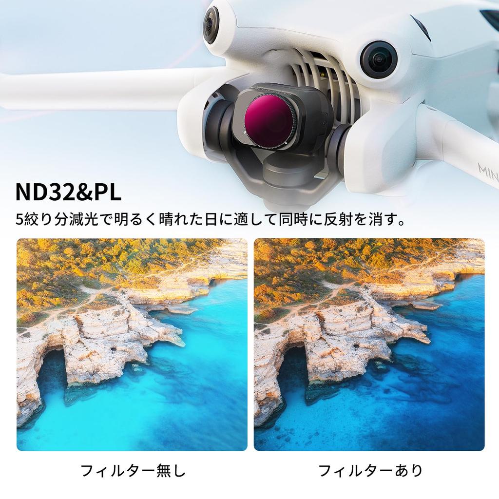 Filtru Concept pentru DJI Mini 4 Pro 2 în 1 Ajustare Reducere Lumină AGC Sticlă Optică Nano Acoperire Impermeabil și K&F ND8&PL+ND16&PL+ND32&PL