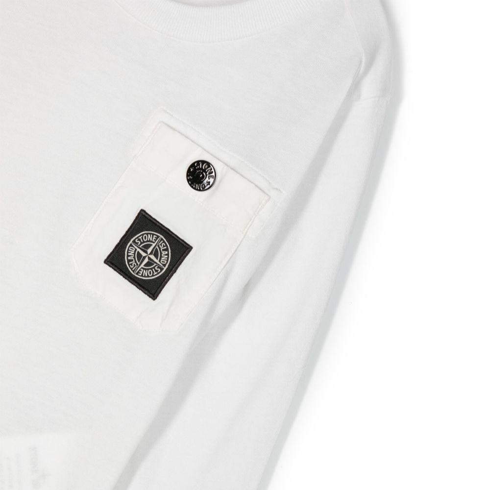 Stone Island T-Shirt Kids Solid Color Round Neck Long Sleeve Kids tops White 791620347-V0093
