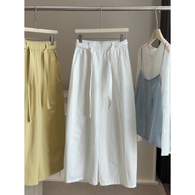 Japanese and Korean Washed Cotton Loose Wide-leg Scimitar Pants Women's Spring and Autumn New French Loose High-waisted and Thin Casual Pants
