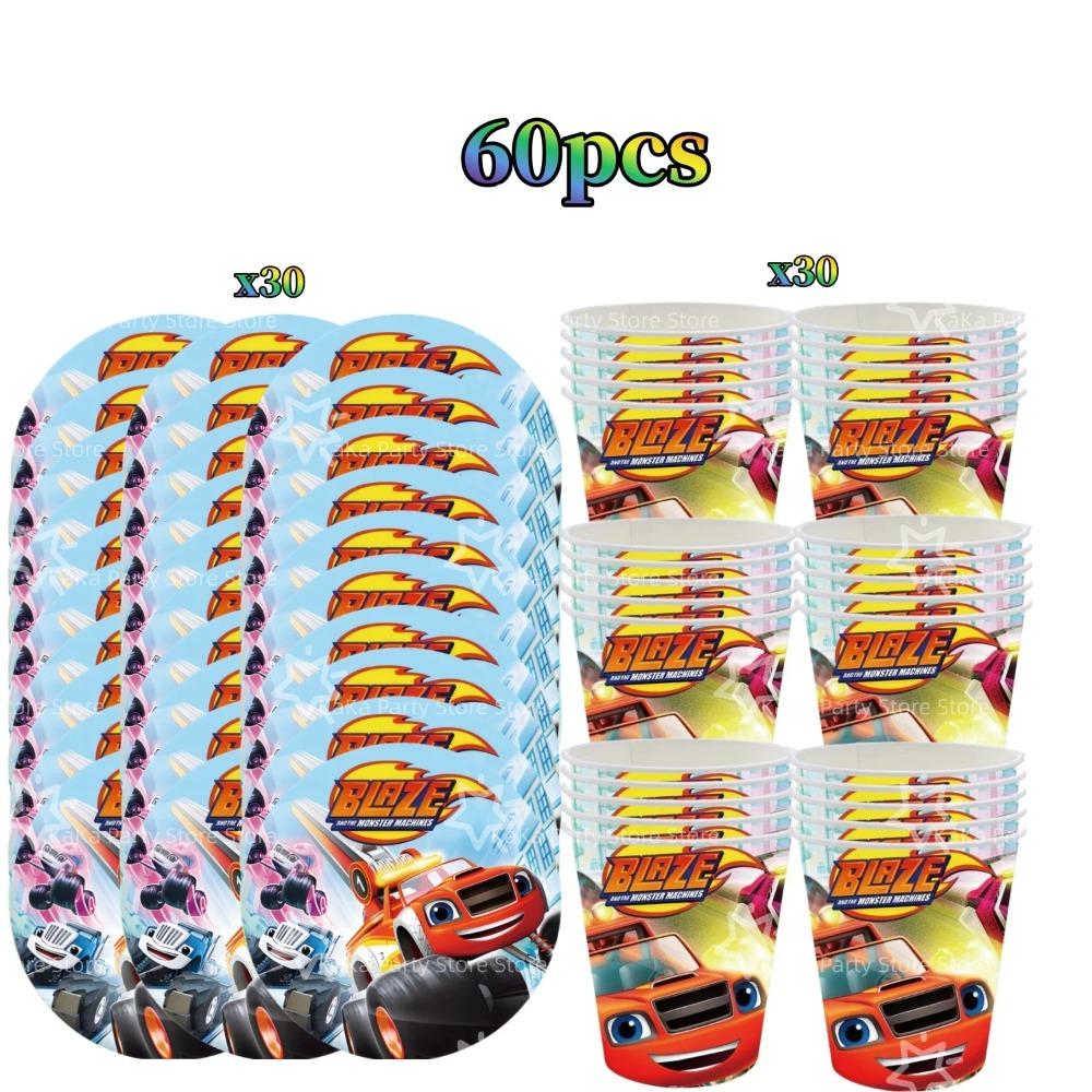 Blaze Monster Balloons Machines Race Car Birthday Party Decoration Tableware Tablecloth Plate Cup Napkin Bag Racing Party Favors