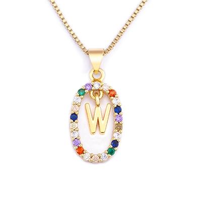 Nidin New Colorful 26 Letters A - Z Initial Alphabet Pendant Long Chain Necklace Jewelry Women Accessories Gift